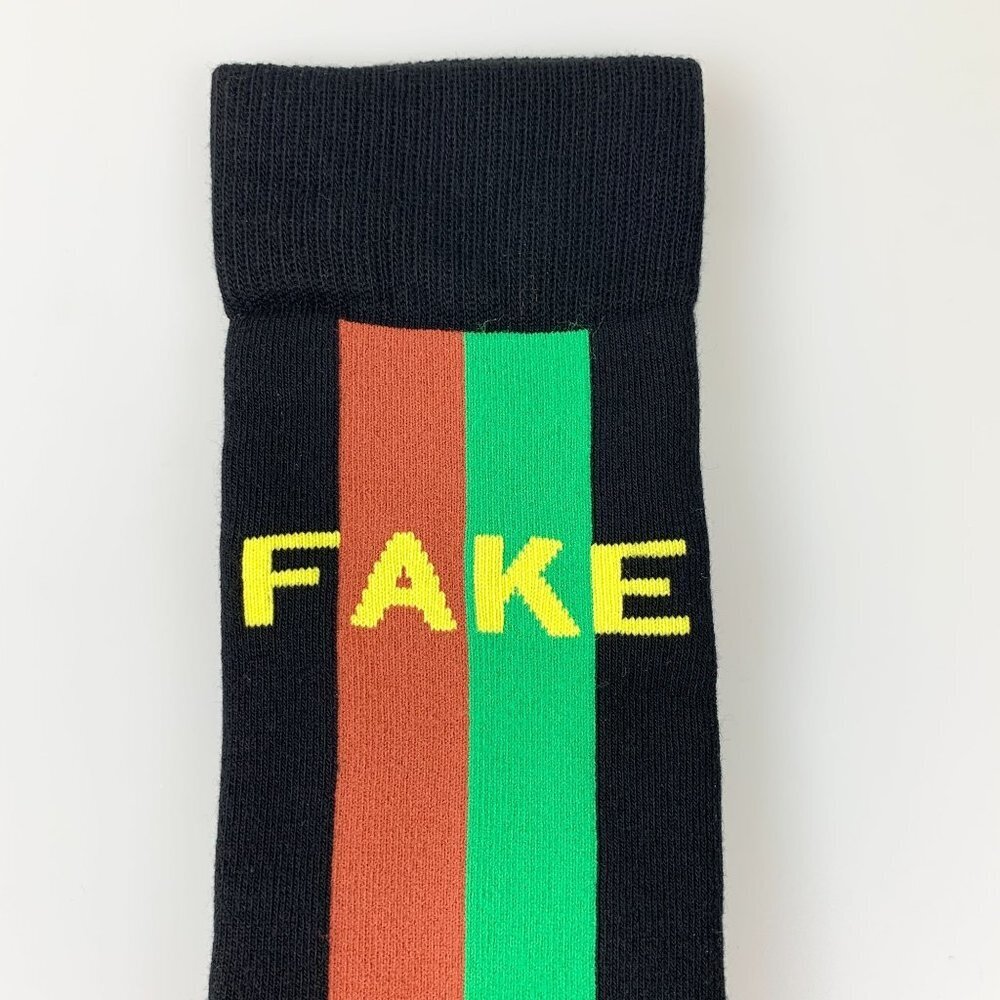 NWT Gucci Men's Fake/not Striped Knit Socks In Black Size L - Picture 5 of 10